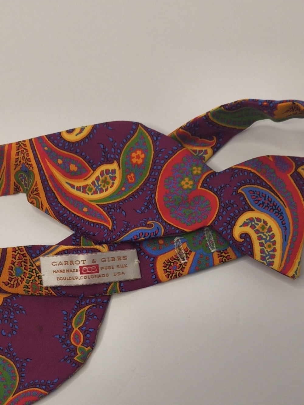 Purple Paisley Silk Bow Tie Carrot & Gibbs
